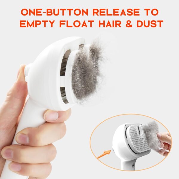 Pet Steam Brush for Shedding, Short & Long Hair Cat Grooming, Dog Steamy Self Cleaning Spray Brush with Release Button, Anti-Static Mist Hair Comb With Steel Bristles Pet Supplies - Image 2