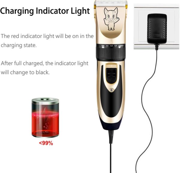 Dog Grooming Kit Clippers, Low Noise, Electric Quiet, Rechargeable, Cordless, Pet Hair Thick Coats Clippers Trimmers Set, Suitable for Dogs, Cats, and Other Pets (Gold) - Image 3