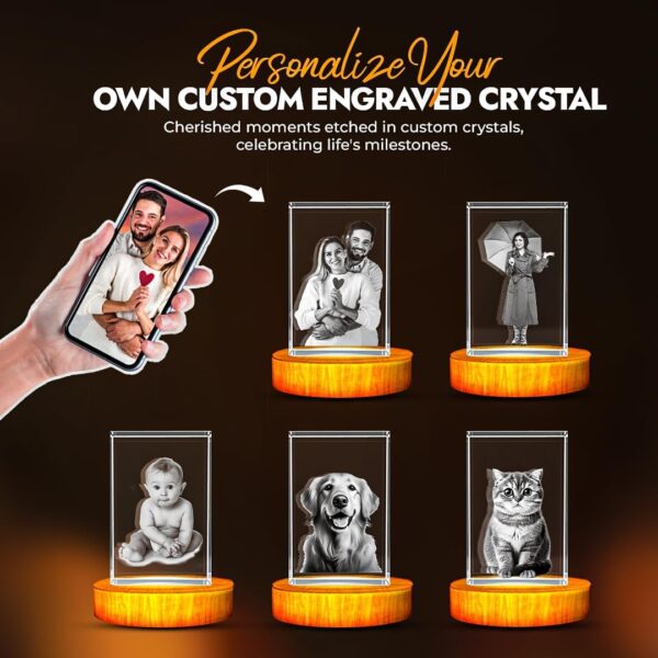 Personalized Photo Gift | 3D Engraved Crystal Keepsake | Gift | Décor | Collectible| Souvenir | Dogs Or Cats Personalized Photo Frame - Image 3