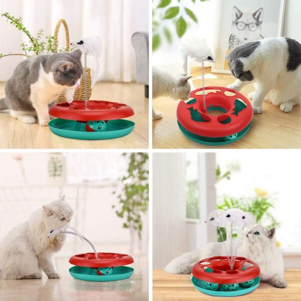 Cat Toys, Cat Toys for Indoor Cats,Interactive Kitten Toys Roller Tracks with Catnip Spring Pet Toy with Exercise Balls Teaser Mouse (red) - Image 7