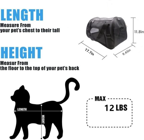 Cat Carrier,Soft-Sided Pet Travel Carrier for Cats,Dogs Puppy Comfort Portable Foldable Pet Bag Airline Approved (Medium-Black) - Image 3