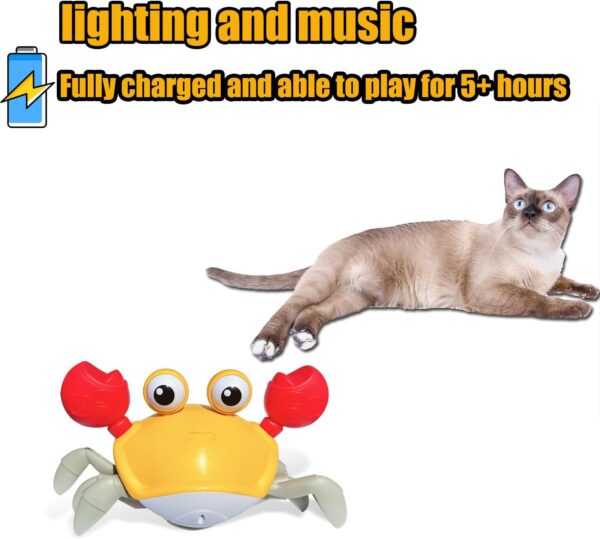 HONGID Crawling Crab Interactive Cat Toy, Obstacle Avoidance Sensor, Music Sounds & Lights, Kitten Toys for Indoor Cats - Image 3