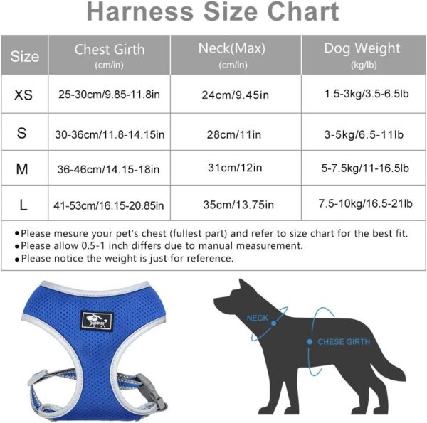 Puppy Harness and Leash Set - Dog Vest Harness for Small Dogs Medium Dogs- Adjustable Reflective Step in Harness for Dogs - Soft Mesh Comfort Fit No Pull No Choke (XS, Blue) - Image 4