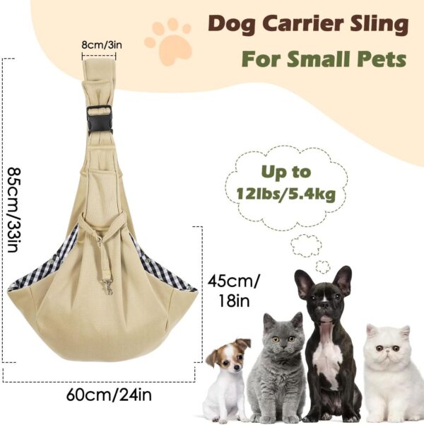 Pawaboo Dog Sling Carrier for Small Dogs, Reversible Hand Free Dog Carrier Sling with Adjustable Strap Buckle & Safety Leash - Soft Pouch and Tote - Suitable for Carry Small Dogs and Cats, Up to 12lbs - Image 2