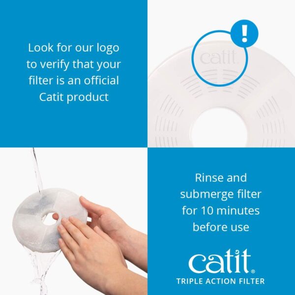 Catit Triple Action Replacement Original Water Fountain Filters, 5 Pack – Official Replacement Filters for Catit Cat Drinking Water Fountains - Image 4