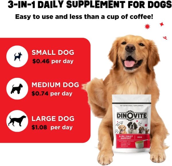 Dinovite Dog Probiotics for Yeast, Itchy Skin and Itchy Ears - Daily Skin & Coat, Digestive, and Immune Support for Small Dogs 1-18lbs – 90-Day Supply, Omega 3 Fatty Acids, Essential Pre & Probiotics - Image 6