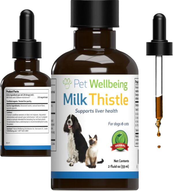 Pet Wellbeing Milk Thistle for Cats - Supports Liver Health, Protects Liver - Glycerin-Based Natural Herbal Supplement - 2 oz (59 ml)