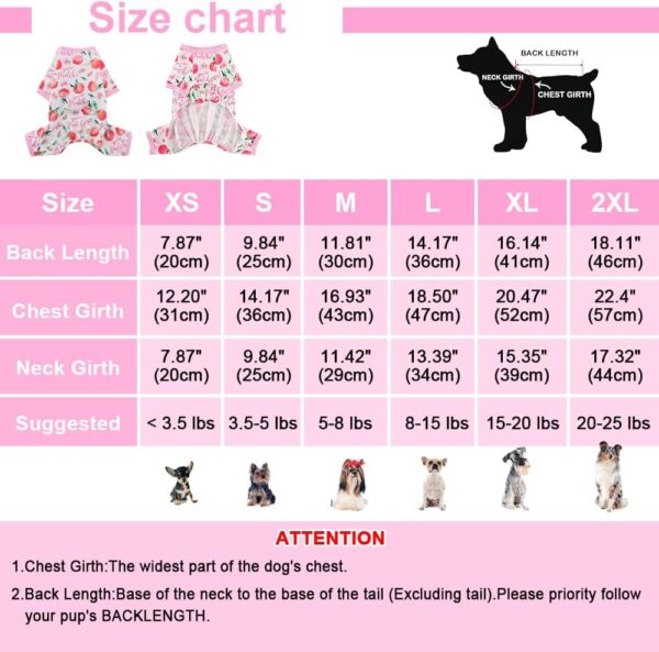 Dog Pajamas XS, Cotton Stretchable Pet Dog Pajamas Jammies Puppy Outfits for Extra Small Dogs Female Male, Spring Summer Doggie Pjs Doggy Pajamas for Xs Dogs (Peach Pink, XS) - Image 6