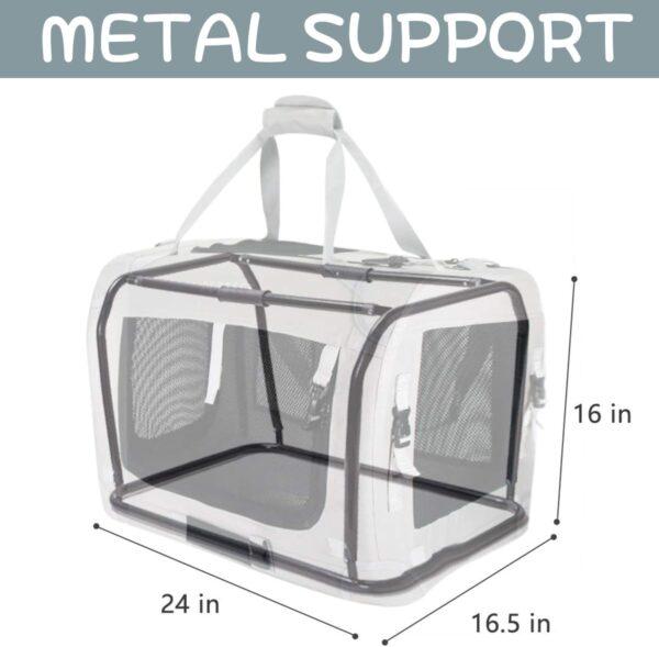 Extra Large Cat Carrier Soft Sided Folding Small Medium Dog Pet Carrier 24"x16.5"x16" Travel Collapsible Ventilated Comfortable Design Portable Vehicle (Grey) - Image 2