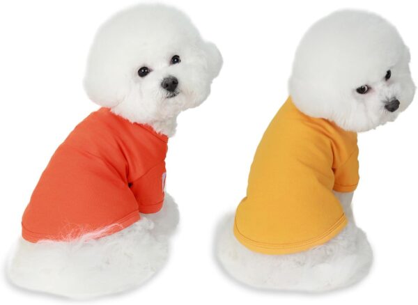 Koneseve Dog Shirts Breathable Cotton Dog Clothes Stretchy T-Shirt for Small Medium Large Dogs Cat Shirt Soft Puppy Outfit Kitten Apparel Pet Pullover Tee Blank Sweatshirt 2-Pack Yellow & Orange 4XL - Image 8