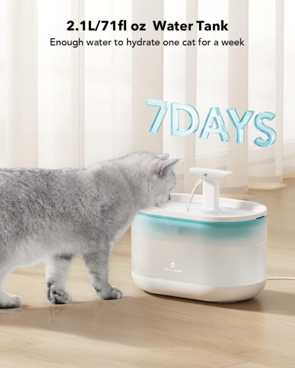 PETLIBRO Cat Water Fountain Ultra Quiet with Two Flow Modes, Large-Size Filter Capsule Pet Water Fountain, 71oz/2.1L Visible Water Level Dog Water Dispenser for Cats & Dogs - Image 6