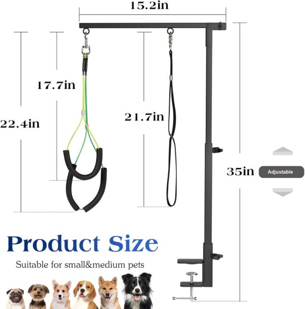 Pawaboo Dog Grooming Table Arm with Clamp, 35" Dog-Grooming-Arm Dog Grooming Stand and Free Two No Sit Haunch Holder with Grooming Loop, Foldable Dog Grooming Arm for Small Medium Pet, Groomer Partner - Image 2