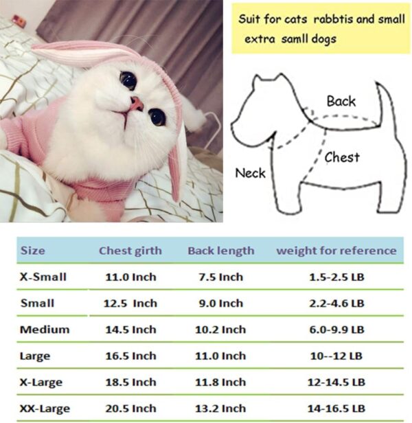 ANIAC Dog Hoodies Sweatshirt with Bunny Ears Spring Puppy Clothes for Small Dog Girl Boy Soft Doggy Sweater Cat Apparel Pet Clothing for Kitten Pomeranian Chihuahua (Medium, Pink) - Image 5