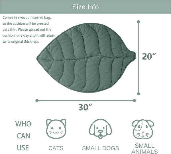 30 X 20 Inch Leaf Shaped Cotton Cat Bed Pad, Warming Cat and Dog Bed Mat, Pet Warming Pad for Cats, Cat Warmer Mat for Feral and Indoor Cats, 2024 Enlarged and Thickened Cat Leaf Beds - Image 2