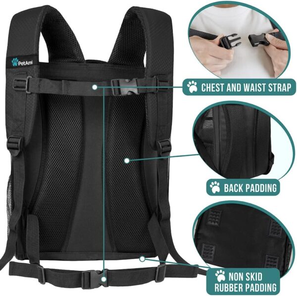 PetAmi Dog Backpack Carrier for Small Large Cat, Pet, Puppy, Ventilated Pet Hiking Backpack Travel Bag, Airline Approved Cat Backpack Carrier, Camping Biking Dog Bag Up to 18lbs Pet, Black - Image 5