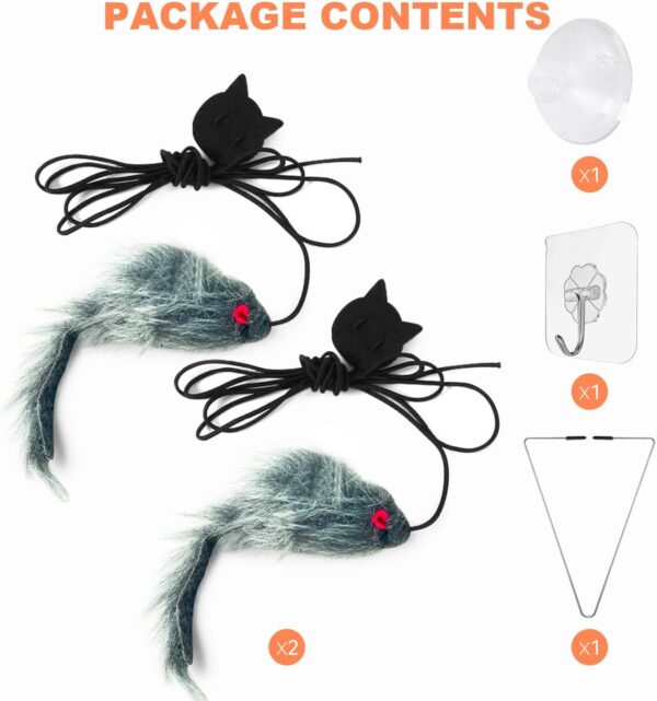 FYNIGO 2 Pcs Self Play Hanging Door Cat Mouse Toys for Bored Indoor Adult Cats Kitten,Interactive Cat Mice Toys for Hunting Exercising Eliminating Boredom, for All Breeds - Image 2