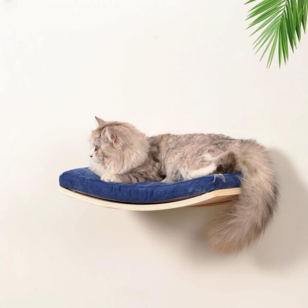 Cat Wall Shelves,Curved Cat Shelves and Perches for Wall,Wood Cat Climbing Shelf Floating Cat Wall Furniture,Cat Bed Hammock with Comfortable Cat Cushion - Image 8