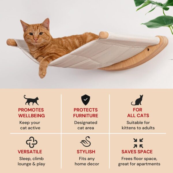 7 Ruby Road Cat Hammock Wall Mounted Cat Shelf with Two Steps - Cat Wall Shelves and Perches for Sleeping, Playing, Climbing, and Lounging - Modern Cat Bed & Furniture for Large Cats or Kitty - Image 5