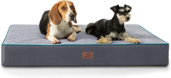 Bedsure Orthopedic Dog Bed for Large Dogs - Memory Foam, 2-Layer Thick Pet Bed with Removable Washable Cover and Waterproof Lining (36x27x3.5 Inches), Dog Mattress, Grey