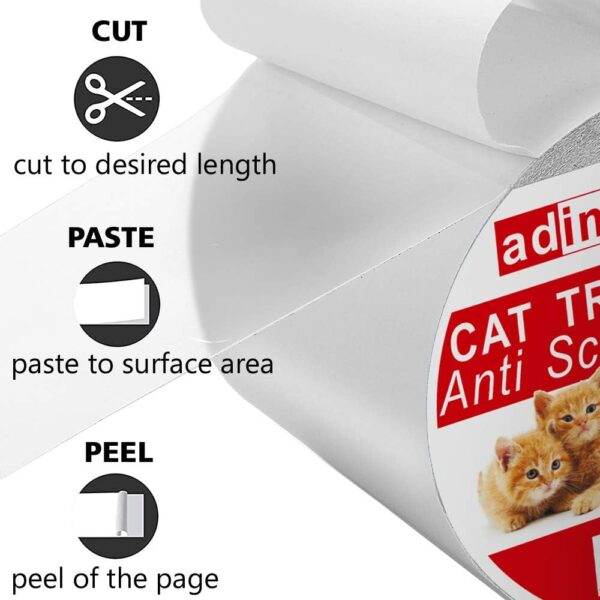 Cat Scratch Deterrent Tape - Anti-Scratch Cat Training Tape for Couch, Furniture, Door, 4" x33Yards, 100% Transparent Clear, Removable, Residue-Free, Non-Toxic - Image 8