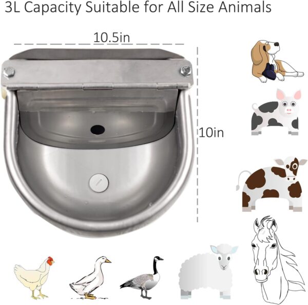 Automatic Water Bowl Dispenser for Dog Large Size Stainless-Steel Waterer Feeder Self Filling Trough for Poultry and Livestock - Image 5