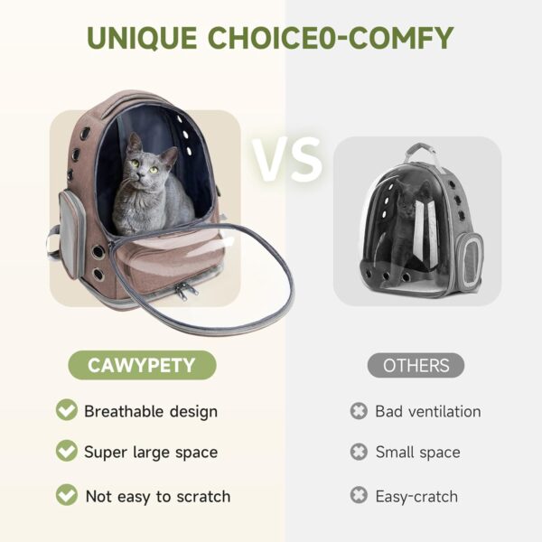 Cat Backpack Carrier, Breathable Cat Carrier Large Space Bubble Pet Backpack for Kitty Small Dog up to 15lbs, Transparent & Foldable Pet Carrier for Travel Hiking - Image 2