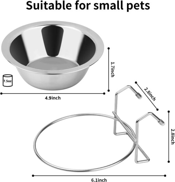 2PCS Hanging Dog Bowls for Kennel Outside or Inside,7.5oz Stainless Steel Dog Crate Water Bowl No Spill, Dog feeder Food holder Puppy Bowls for Small Dog Crate,Dog Cage Dog Kennel Accessories - Image 2