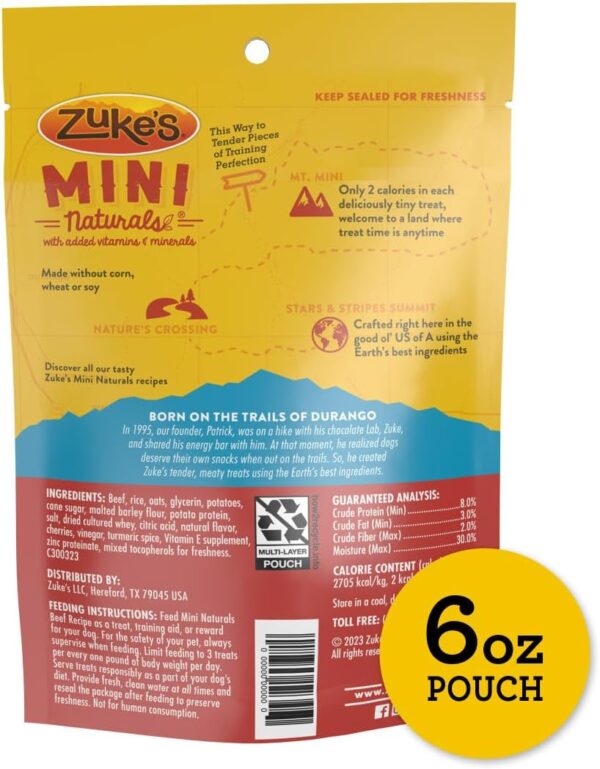 Zuke’s Mini Naturals Soft And Chewy Dog Treats For Training Pouch, Natural Treat Bites With Beef Recipe - 6.0 OZ Pouch - Image 6