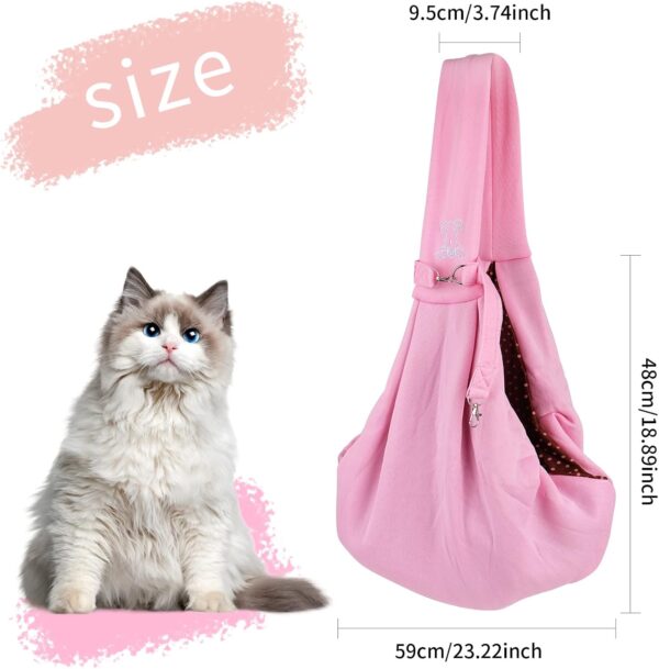 Small Dog Cat Sling Carrier,Hands Free Reversible Pet Carriers Bag,Pet Carrier Shoulder Crossbody Pet Slings Suitable for Puppy, Small Dogs, and Cats for Outdoor Travel (Pink) - Image 2