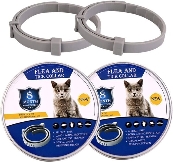 Pet Flea Collar Small Size Flea and Tick Prevention for Cats, 2 Pack Flea and Tick Collar for Cats, 38cm/15 inch, 8 Month Protection