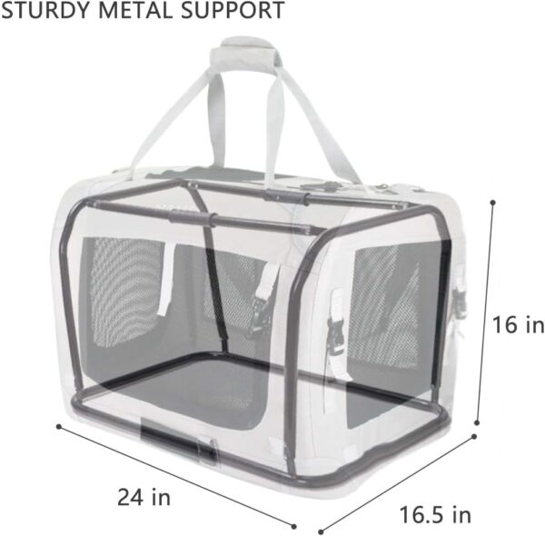 Extra Large Cat Carrier Soft Sided Folding Small Medium Dog Pet Carrier 24"x16.5"x16" Travel Collapsible Ventilated Comfortable Design Portable Vehicle (Blue) - Image 3