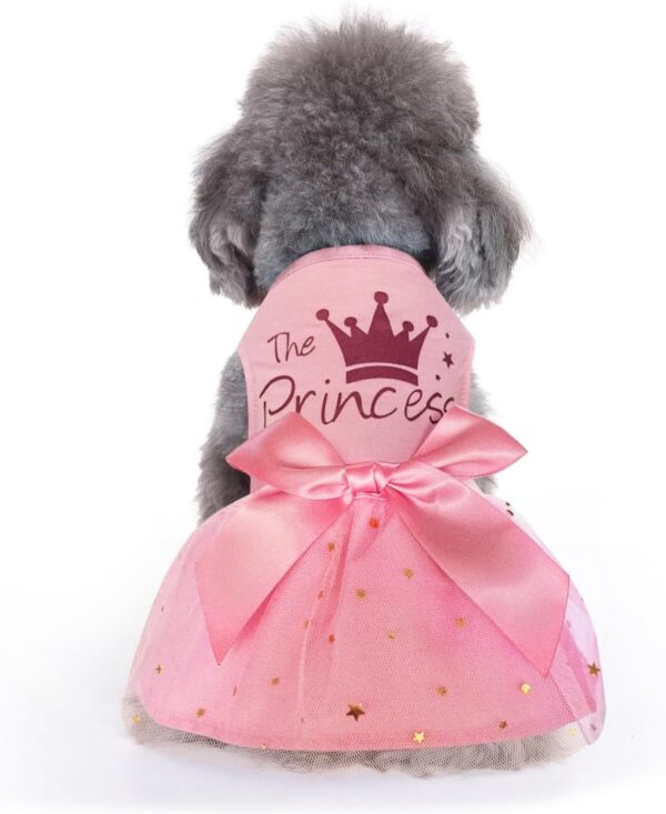 Idepet Princess Dog Dress Tulle Puppy Skirt Pet Apparel Dog Tutu with Bowknot,Birthday Dresses Daisy Sleeveless Holiday Clothes for Small Dogs Girls and Cats, Medium - Image 7