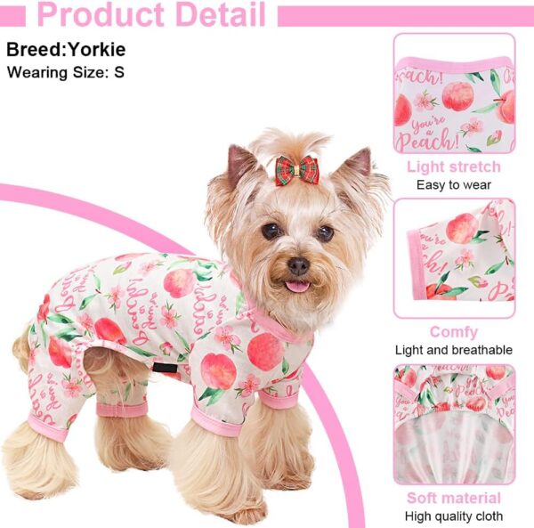 Dog Pajamas XS, Cotton Stretchable Pet Dog Pajamas Jammies Puppy Outfits for Extra Small Dogs Female Male, Spring Summer Doggie Pjs Doggy Pajamas for Xs Dogs (Peach Pink, XS) - Image 3