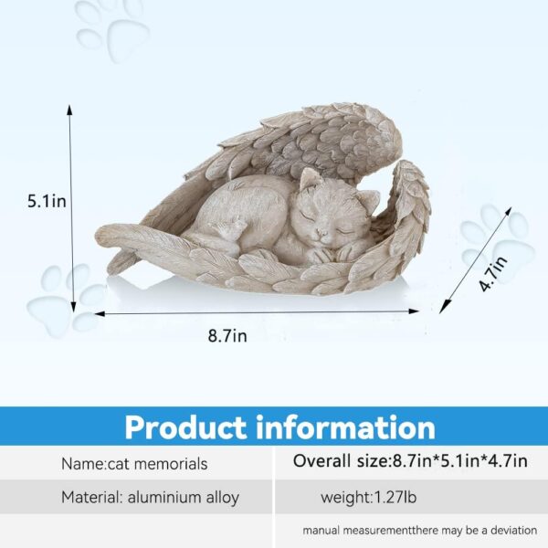 Cat Angel Memorial Statue Commemorates Our Lost Fur Baby,Cat Figurines is Placed in The Outdoor Garden or Tombstone,cat Statue Resin - Image 2