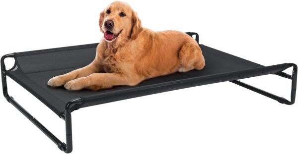 Veehoo Original Cooling Elevated Dog Bed, Outdoor Raised Cots Bed for Large Dogs, Portable Standing Pet with Washable Breathable Mesh, No-Slip Feet Indoor Outdoor, Large, Black, CWC2201