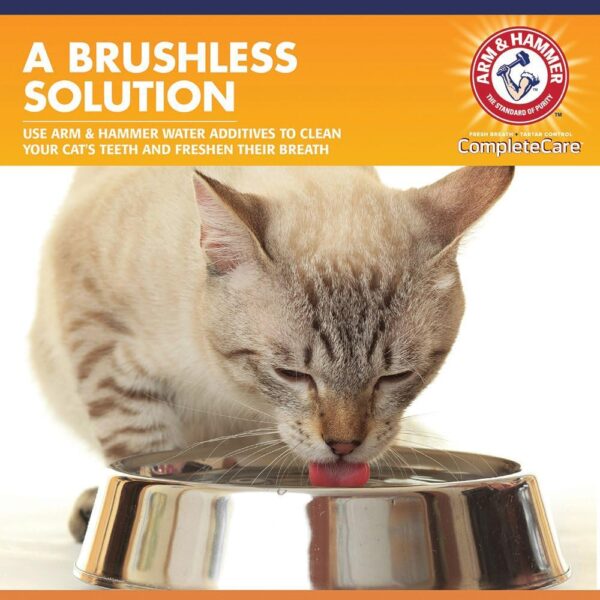 Arm & Hammer Complete Care Fresh Dental Water Additive for Cats - Cat Dental Care Solution for Bad Breath, Includes Cat Toothpaste Enzymatic Action, Ideal for Cat Grooming Supplies, 8 Fl Oz - Image 3