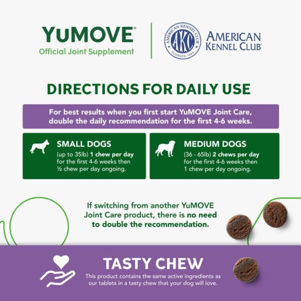 YuMOVE Daily Chews | Hip and Joint Supplement for Small & Medium Dogs with Glucosamine, Hyaluronic Acid, Green Lipped Mussel | 60 Chews - 1 Month's Supply - Image 5