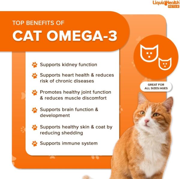 Liquid Health Pets Purr-Fection Omega 3 Fish Oil for Cats - Liquid Omega 3 for Cats with EPA+DPA+DHA, Cat Omega 3 Supplement May Reduce Itching, Support Joint, Immunity, Brain, Heart Health (8 Oz) - Image 3