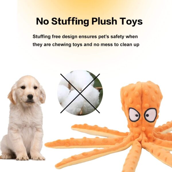 Dog Squeaky Toys Octopus - No Stuffing Crinkle Plush Toys for Puppy Teething, Durable Interactive Chew Toys for Small, Medium and Large Dogs Training and Reduce Boredom, 2 Pack - Image 3