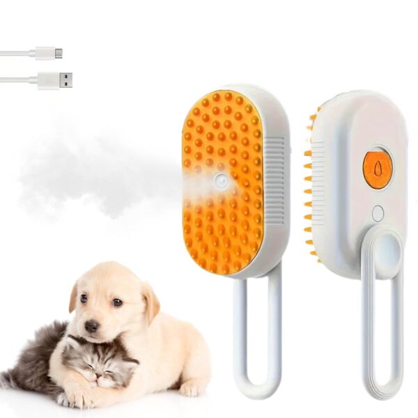 Spritz Defur Comb for Cats, 2024 New 3-in-1 Cat Steam Brush for Massaging and Cleaning Shedding Pets, Spritz Defur Comb For Long and Short Hair Cats and Dogs Grooming Tool (White)