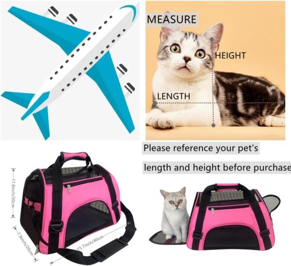 Pet Carrier Bag, Cat Travel Portable Bag Home, Airline Approved Duffle Bags, for Little Dogs, Cats and Puppies, Small Animals (Small, Pink) - Image 2