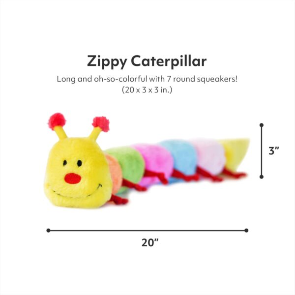 ZippyPaws - Colorful Caterpillar Dog Toy, Rainbow Dog Toy with Squeakers, Plush Dog Toys for Aggressive Chewers, Summer Dog Toys, Rainbow Dog Pride Accessories - Image 3