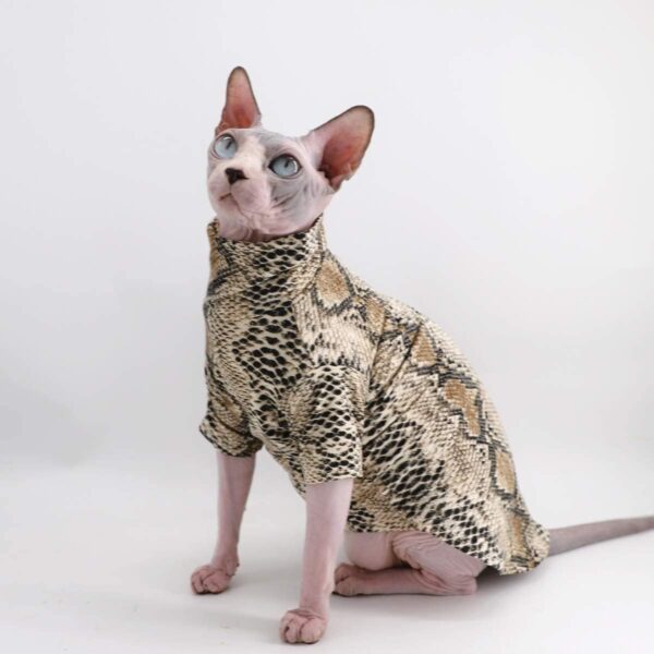 Limited Edition Cool Sphynx Hairless Cat Summer Snake Skin pattern Cotton T-Shirts Pet Clothes, Round collar vest Kitten Shirts sleeveless, Cats & Small Dogs Apparel (XXL (11-13 lbs), Black) - Image 5