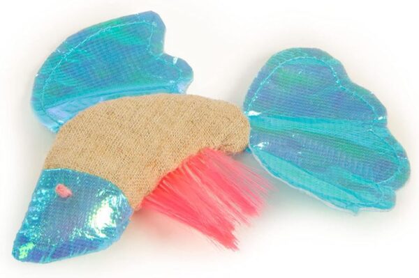 Petlinks Batty Beta Fish Crinkle Catnip Cat Toy - Tan/Blue, One Size - Image 2