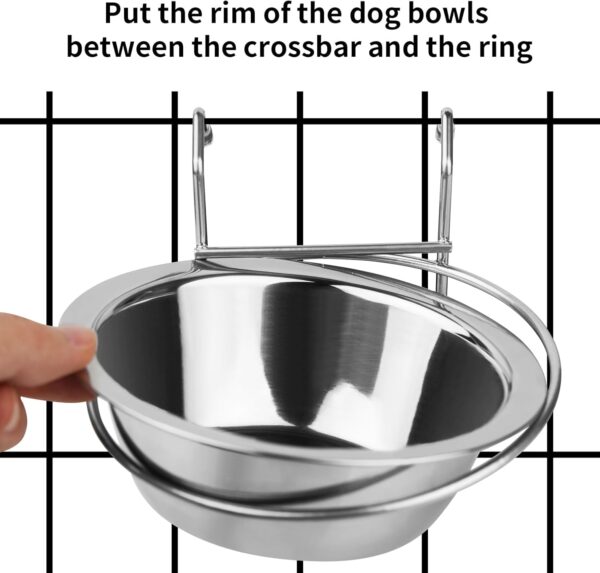 2PCS Hanging Dog Bowls for Kennel Outside or Inside,7.5oz Stainless Steel Dog Crate Water Bowl No Spill, Dog feeder Food holder Puppy Bowls for Small Dog Crate,Dog Cage Dog Kennel Accessories - Image 5