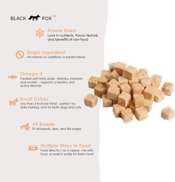 BLACK FOX Freeze-Dried Salmon Training Treats for Dogs and Cats | 280 Treats, 4oz Single Ingredient, Raw, Healthy, All Natural, Human Grade, Recyclable Packaging - Image 4