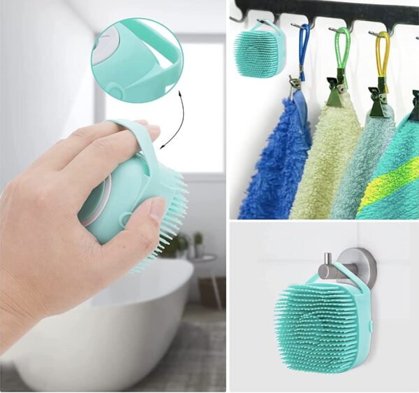 Pet Bath Massage Brush Puppy Dog Cat Grooming Cleaning Soft (Blue) - Image 5