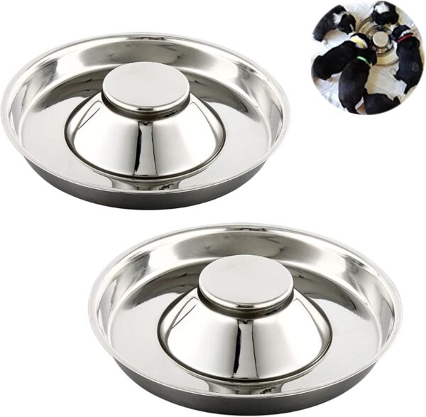 Yudansi Stainless Steel Puppy Weaning Bowls,Cat Bowls for Food Water, Puppy Feeder Bowl Whelping Dishes,Litter Feeding Bowls for Multiple Puppies Cats Eating at Same Time for Small Medium Large Dogs