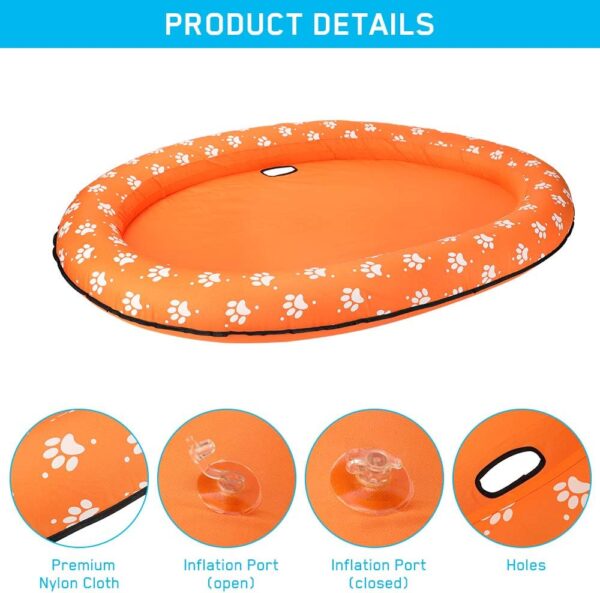 Mystery 55x38 in/140x96 cm Dog Floats for Pool, Thickened Dog Pool Floats for Large Dogs/Puppies, Summer Inflatable Pool Float for Adult Swimming (Large-Orange) - Image 5