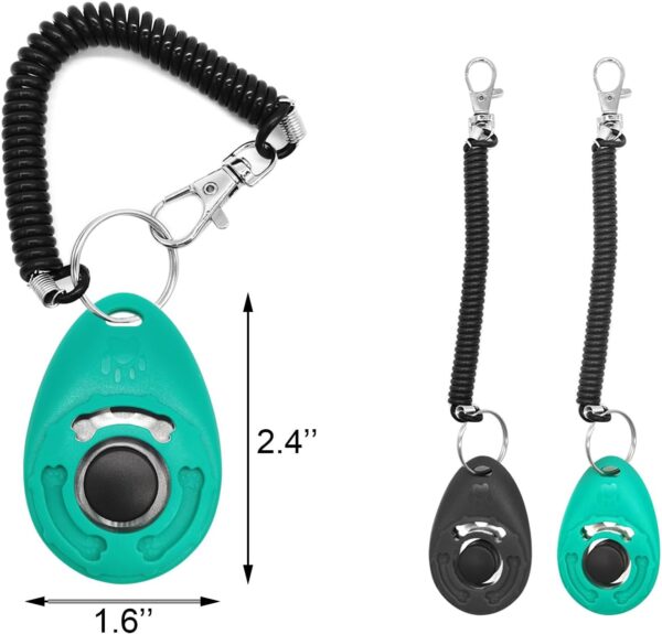 2pcs Dog Training Clickers with Wrist Strap and Clasp, Lightweight Durable Pet Trainer Clear Sound Pup Training Clicker for Dog Puppy Cat, Gift for Pet Lovers (Black + Green) - Image 4